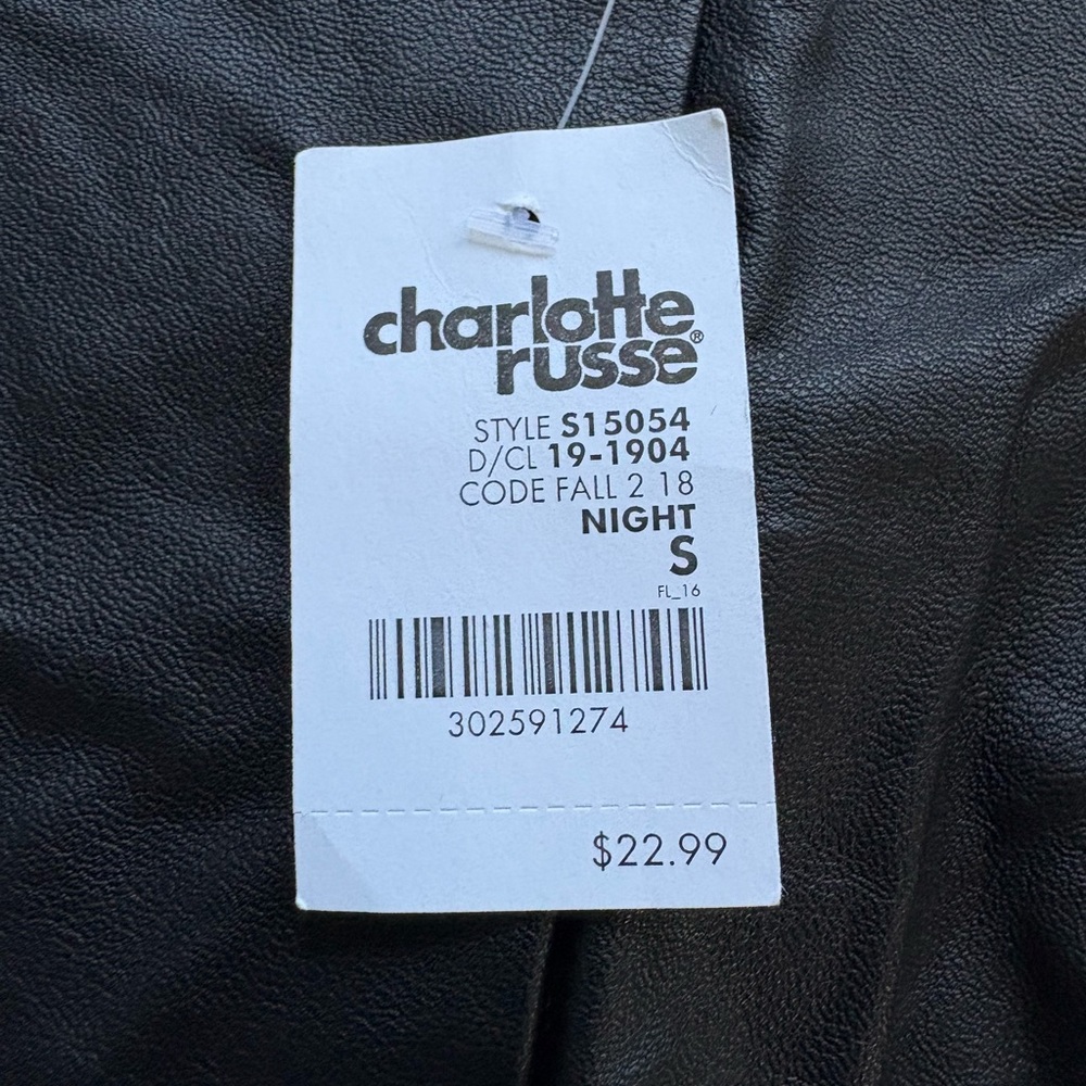 NWT Charlotte Russe Small Night Black Lace-Up Faux Leather Mini Skirt - Picture 6 of 7